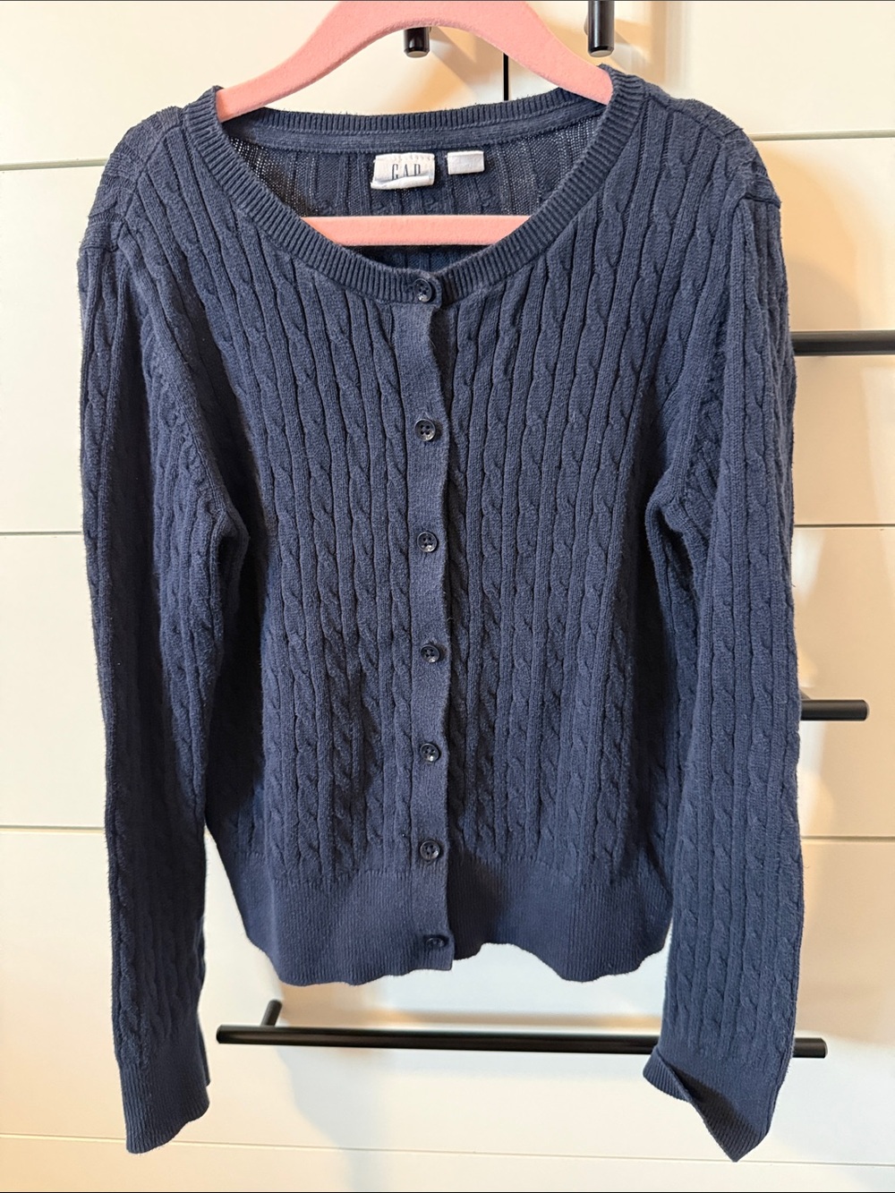 GAP kids Navy Cable Knit Button-Up Cardigan